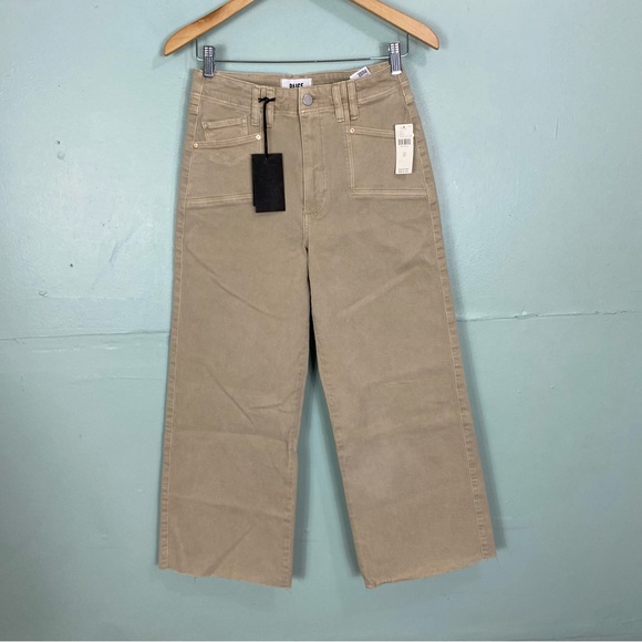 PAIGE Denim - PAIGE Anessa Wide Leg Raw Hem Jeans Vintage‎ Soft Sand Size 27